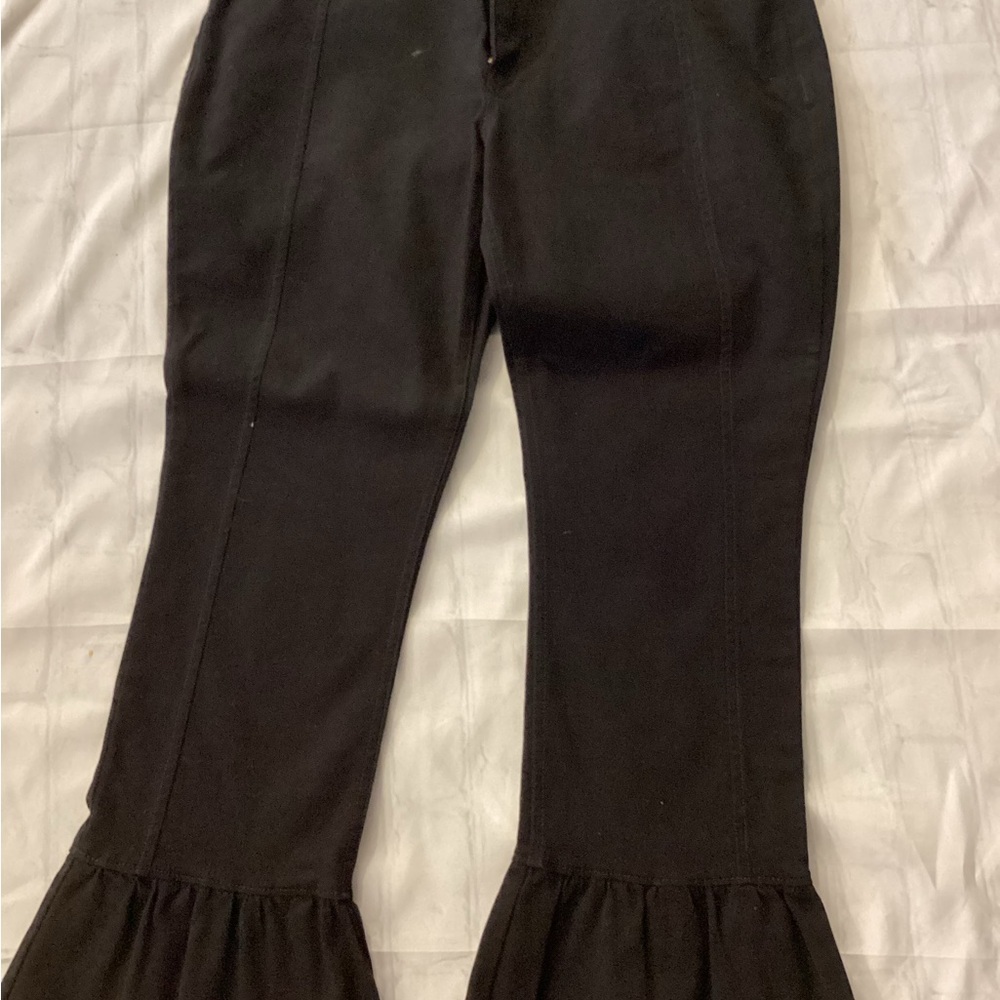 Express Black Ruffle Hem Pants - Picture 2 of 7